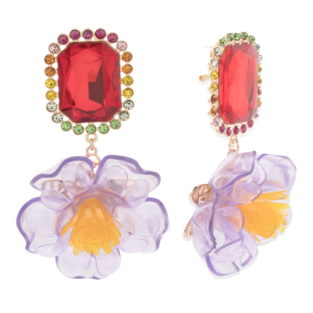 BETSEY JOHNSON Crystal Jelly Flower Earrings